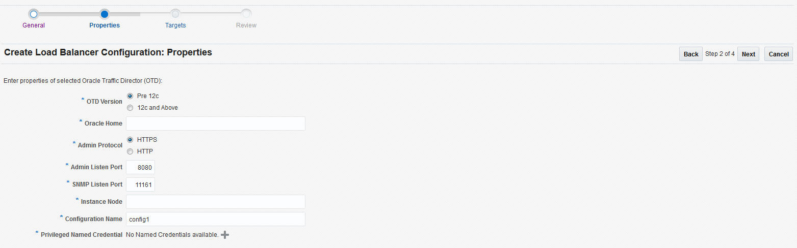 Load Balancer Configuration: Properties (Oracle Traffic Director - Pre12c))