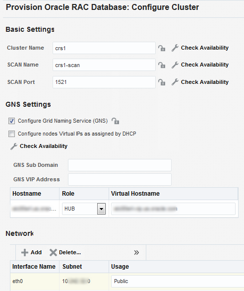 Grid Infrastructure Storage Settings