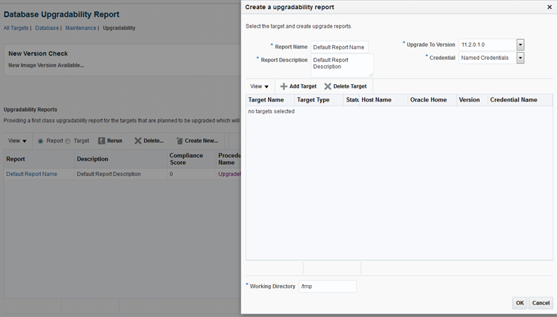 Creating a upgradability report window Creating a upgradability report window