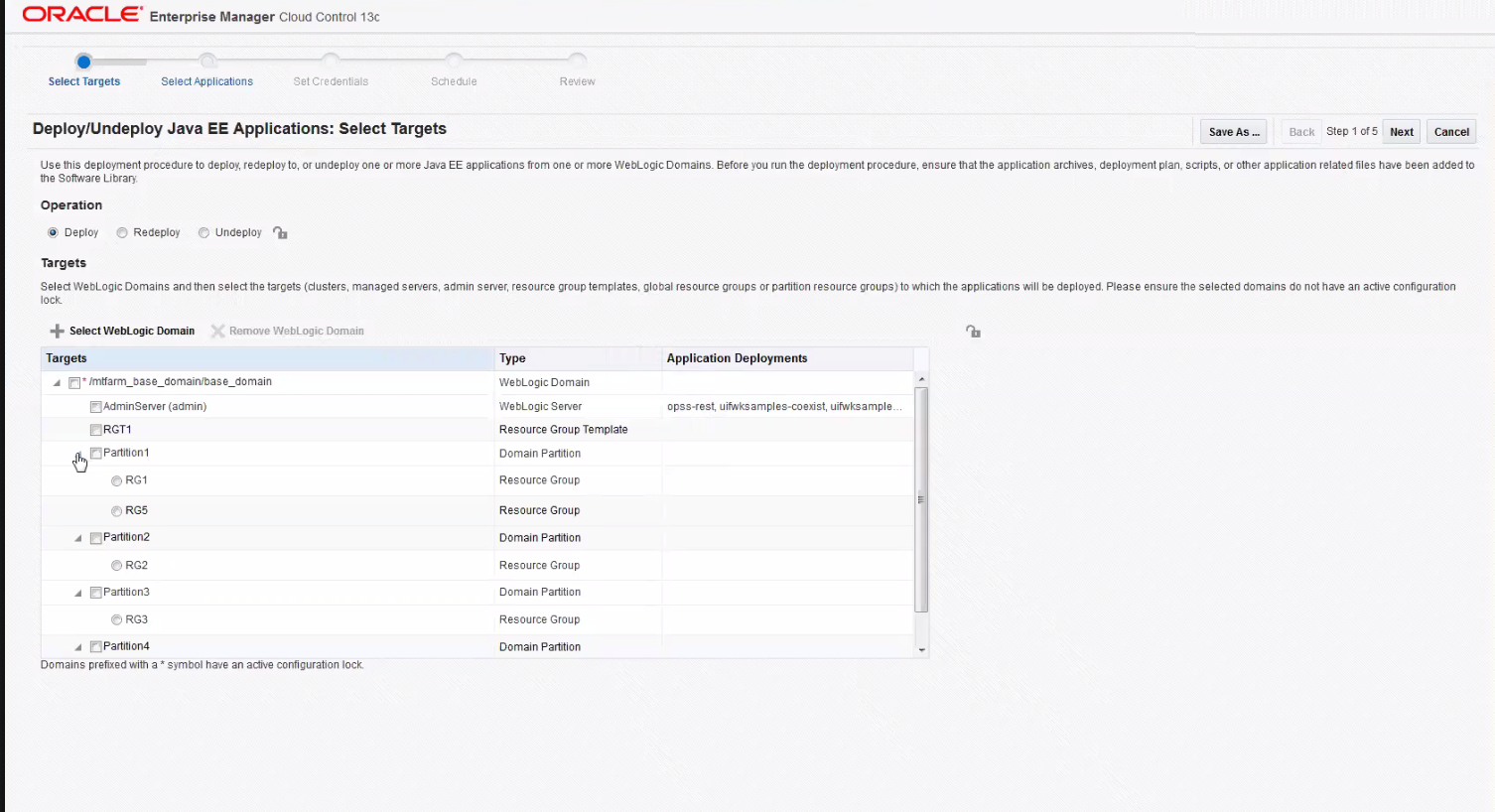 Deploy / Undeploy Java EE Applications: Select Target