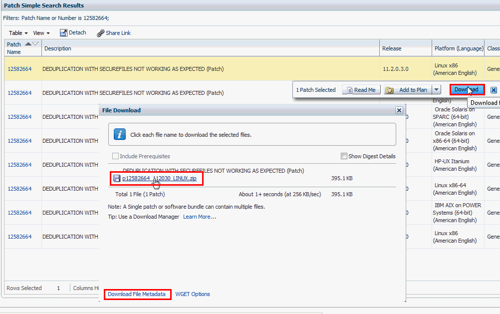 Downloading Patches from My Oracle Support Downloading Patches from My Oracle Support