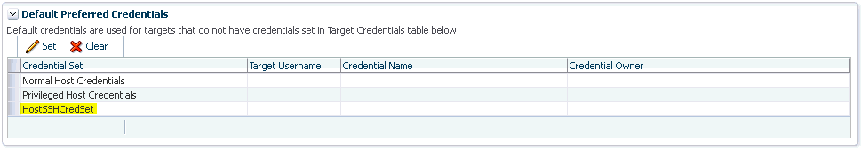 HostSSHCredSet shown as a default preferred credential HostSSHCredSet shown as a default preferred credential