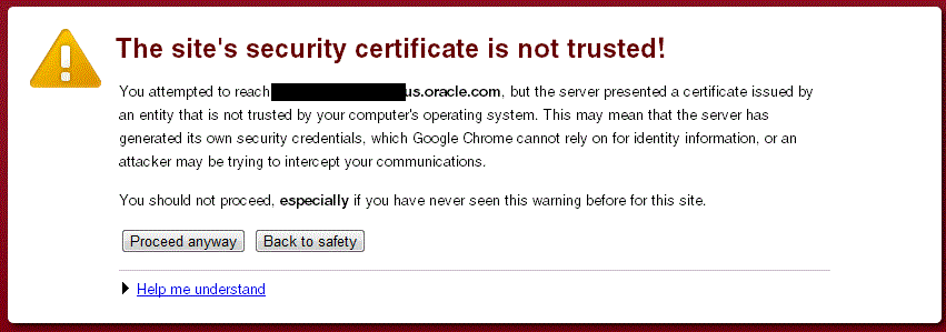 Image displays Google Chrome mistrusted connection warning. Image displays Google Chrome mistrusted connection warning.