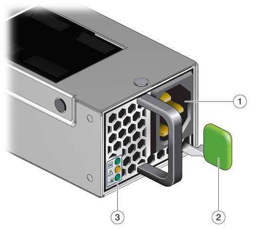 Illustration shows the features of a power supply. image:Illustration shows the features of a power supply.