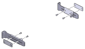 Illustration shows the bracket and plate sandwiching to the rail. image:Illustration shows the bracket and plate sandwiching to the rail.