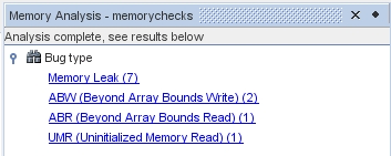 Memory Analysis window image:Memory Analysis window