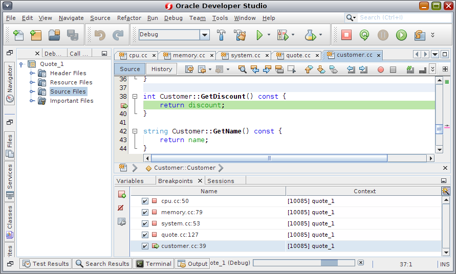 Editor window showing program counter on breakpoint image:Editor window showing program counter on breakpoint