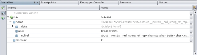 Variables window image:Variables window