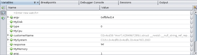 Variables window image:Variables window