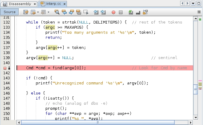 image:Editor window showing two breakpoints                                                   with one disabled