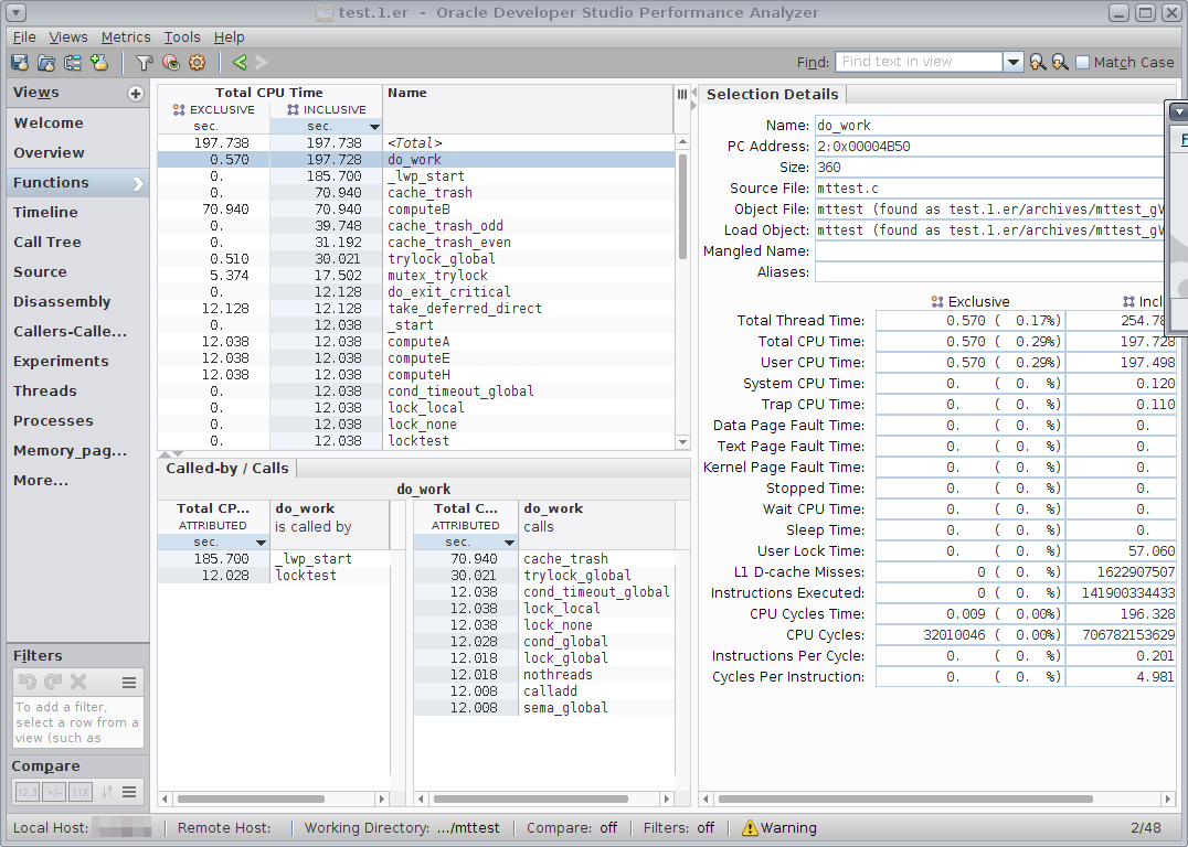 image:Functions view of Performance Analyzer