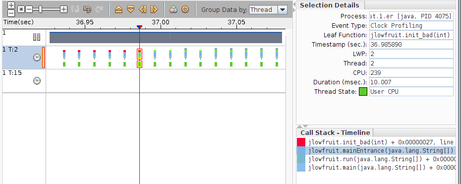 image:Zoomed in version of Timeline view in Performance                             Analyzer