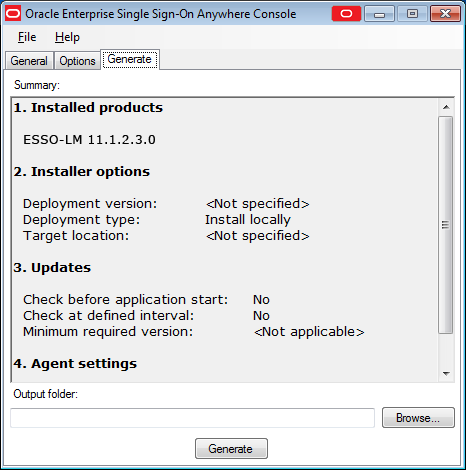 Generate Tab settings