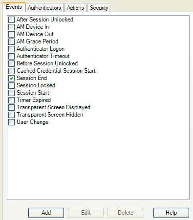 Kiosk Manager Events tab