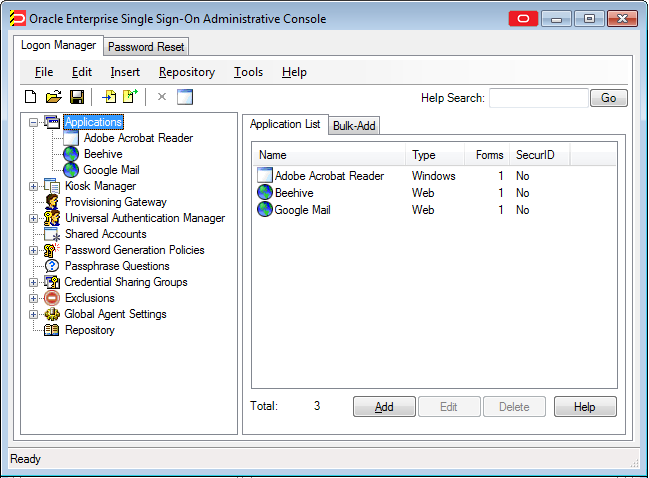 Applications menu