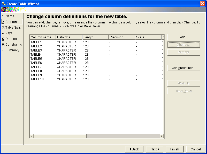 Change Column Definitions