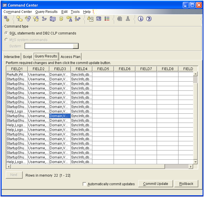 List of logged database events