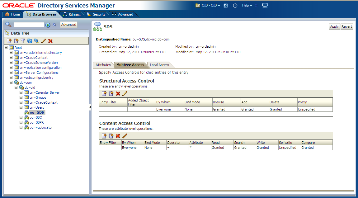 Secure Data Storage OID Permissions