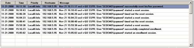Log entry when user has reset password successfully