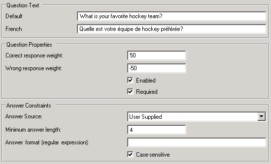 Question Text settings