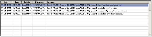 Logging entry for password reset attempt