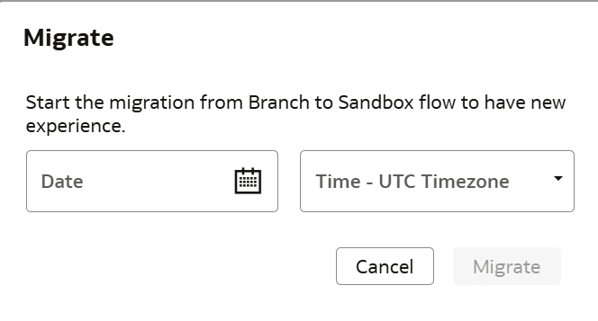 Migrate dialog Migrate dialog