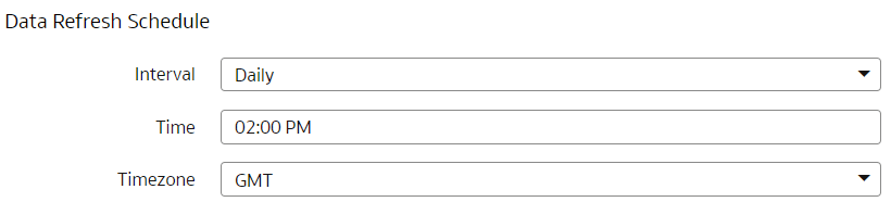 Data refresh schedule on the Pipeline Settings page Data refresh schedule on the Pipeline Settings page
