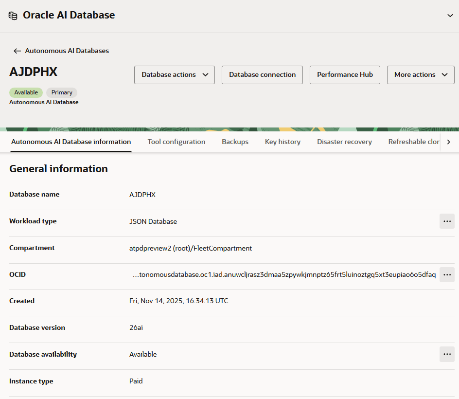 Description of adb_ajd_console_details.png follows Description of adb_ajd_console_details.png follows