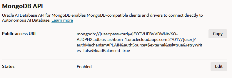 Description of adb_tools_mongo_connect_string.png follows Description of adb_tools_mongo_connect_string.png follows