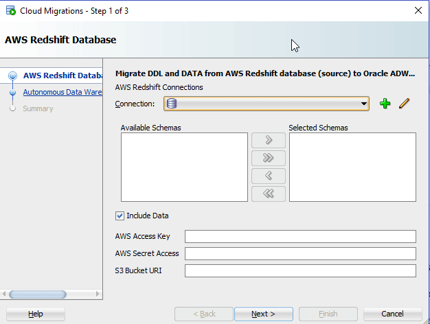 Description of adw_migrate_redshift_step1of3.png follows Description of adw_migrate_redshift_step1of3.png follows