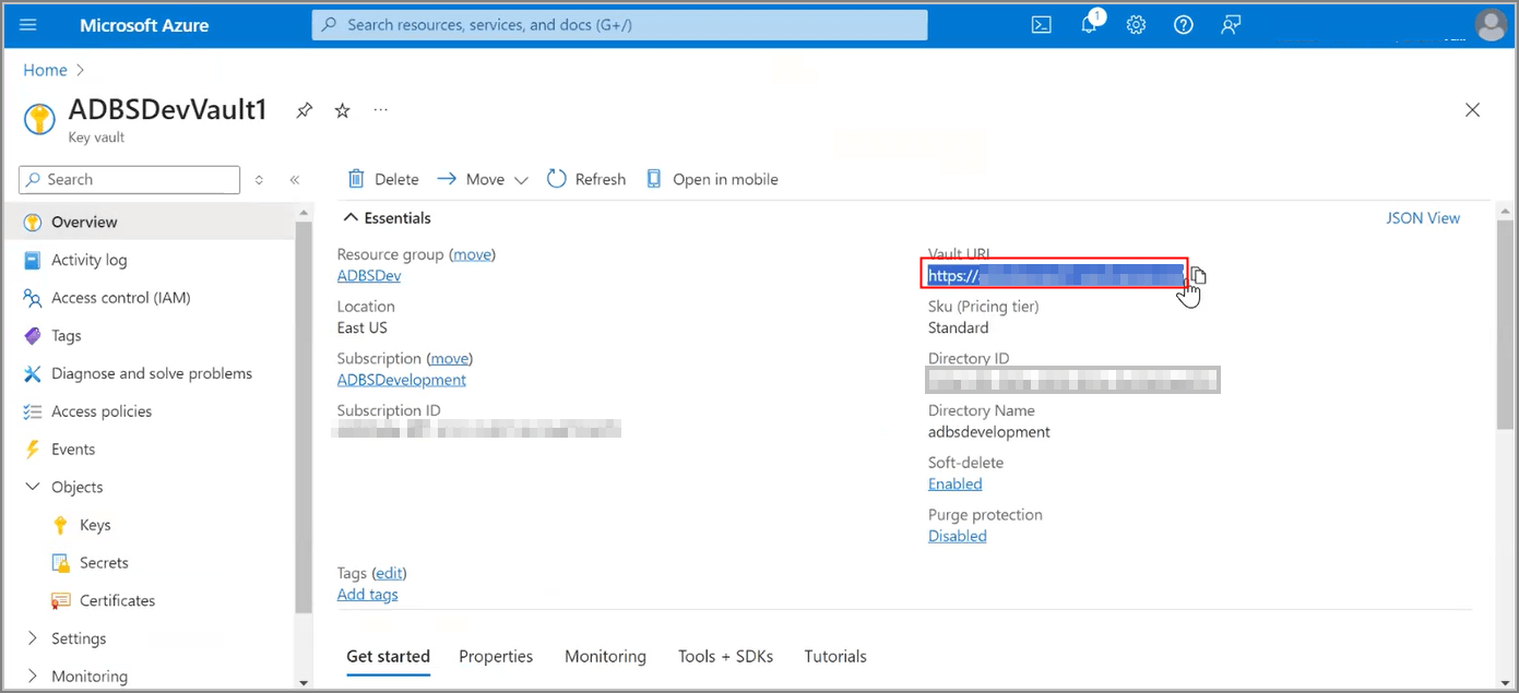Description of sec_az_vault_uri.png follows Description of sec_az_vault_uri.png follows