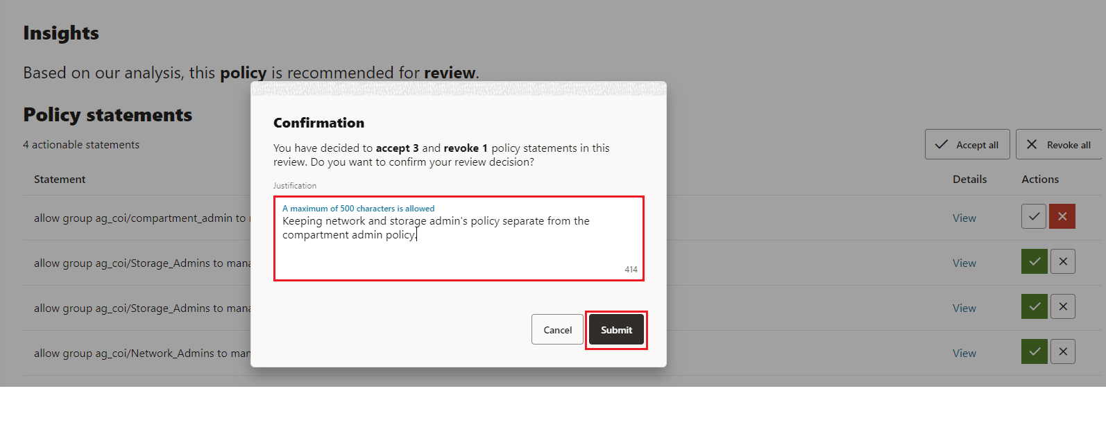 Justification for the review decision
