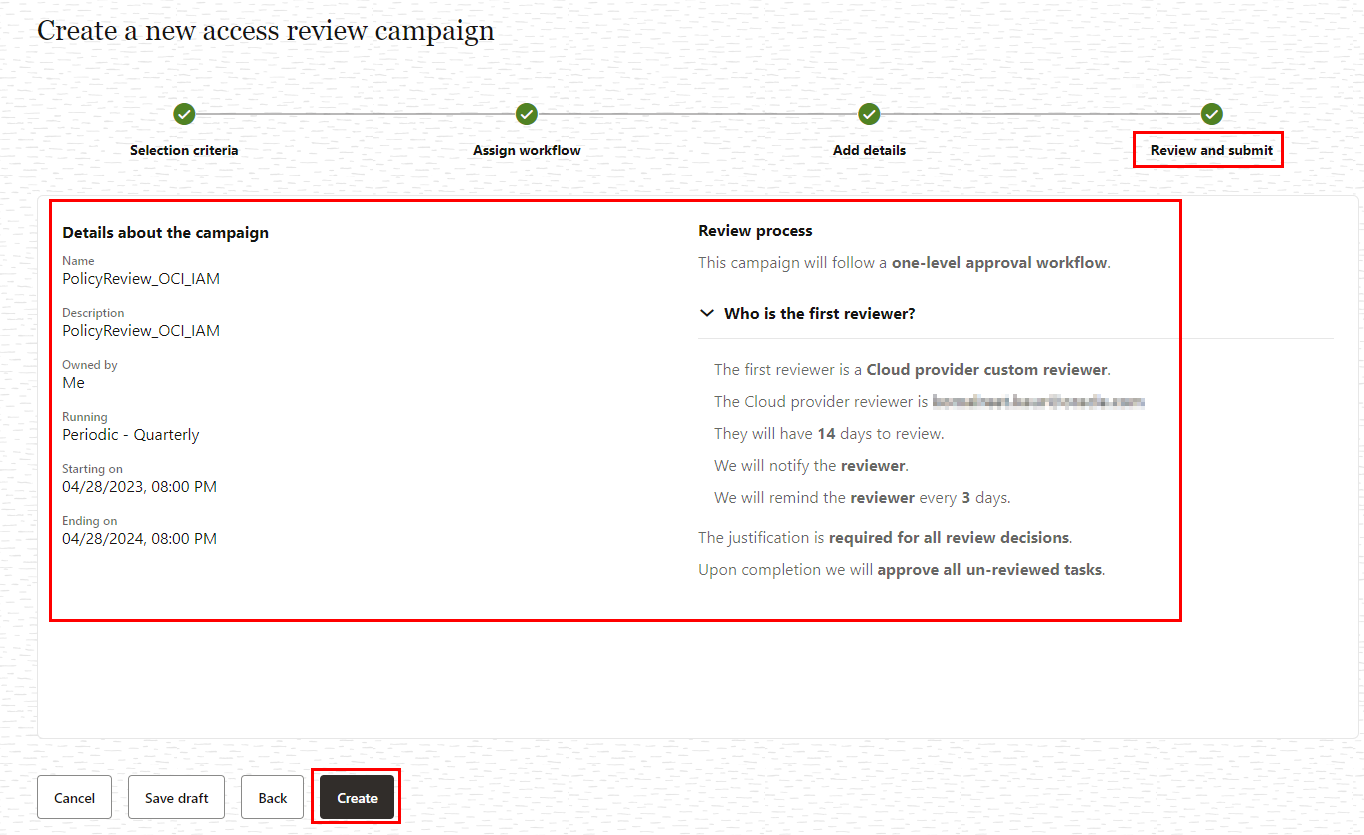 Review campaign details
