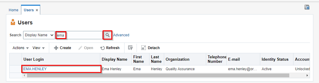 Search user in Oracle Identity Self Service