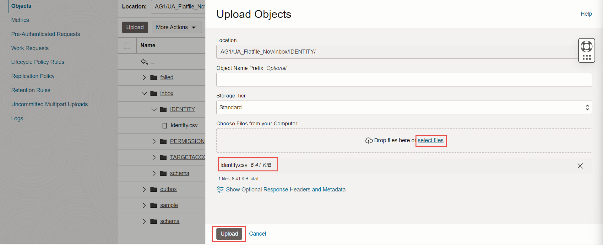Upload Identity Files Screen