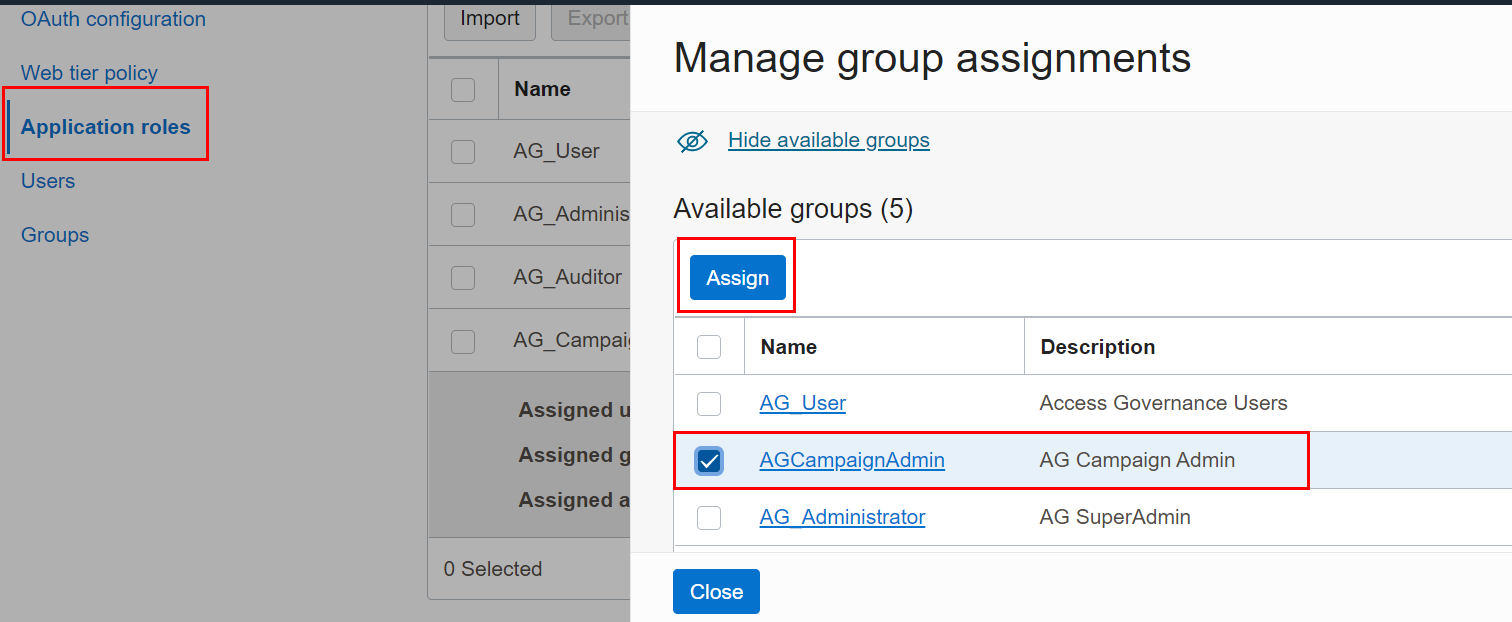 Assign Groups to Access Governance Campaign Administrator role