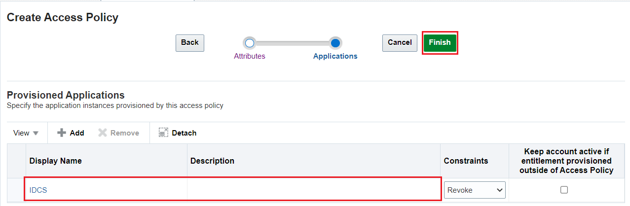 Access policy application provisioning