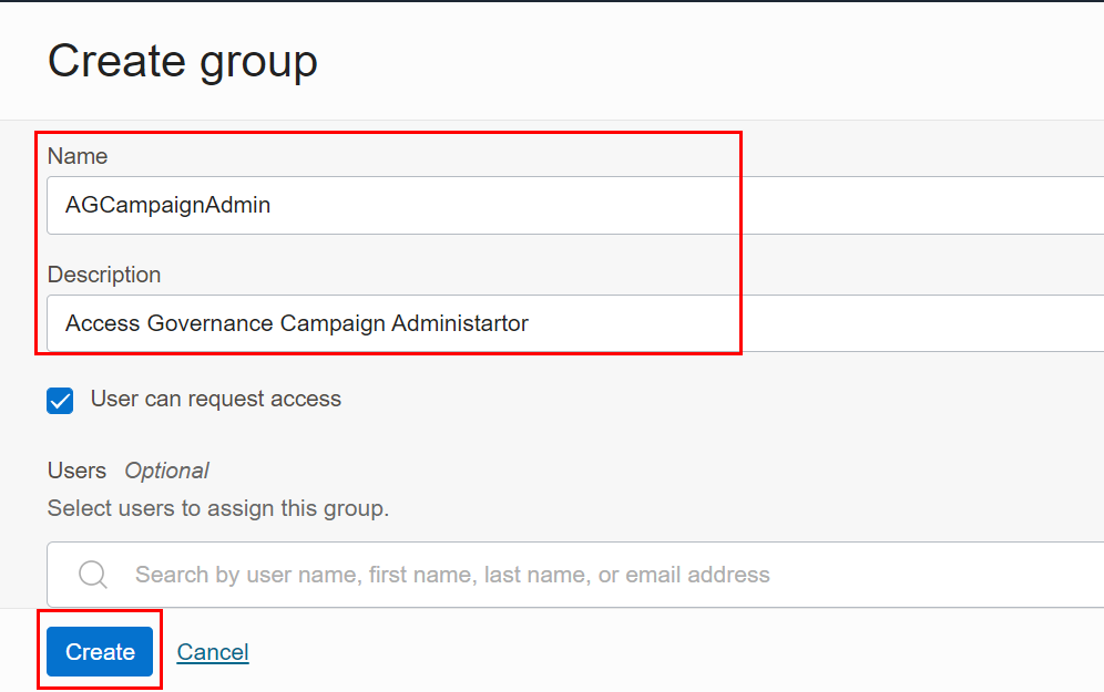 OCI Group for target IDCS application