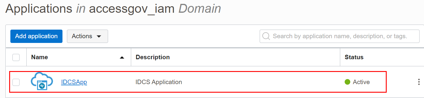 Client IDCS application in the activated state