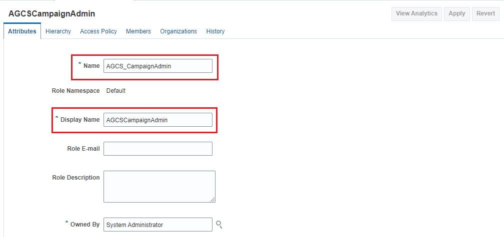 Create AGCS Campaign Administrator role in Identity Self Service portal