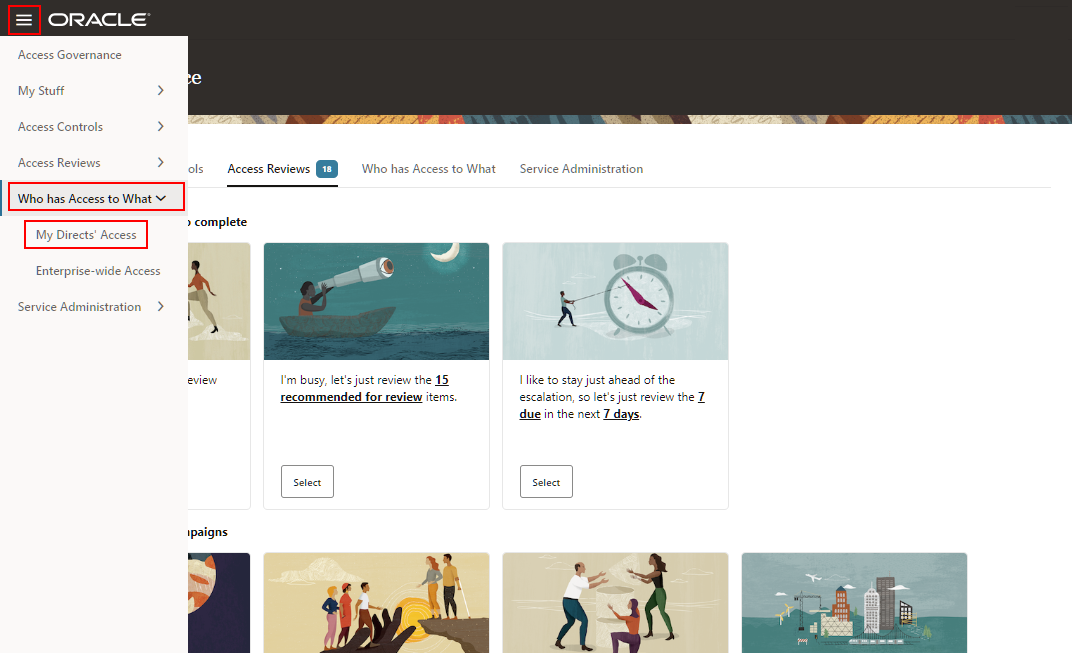 Navigate to My Directs' Access