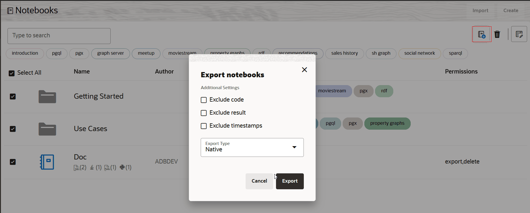 Description of export_notebook.png follows Description of export_notebook.png follows