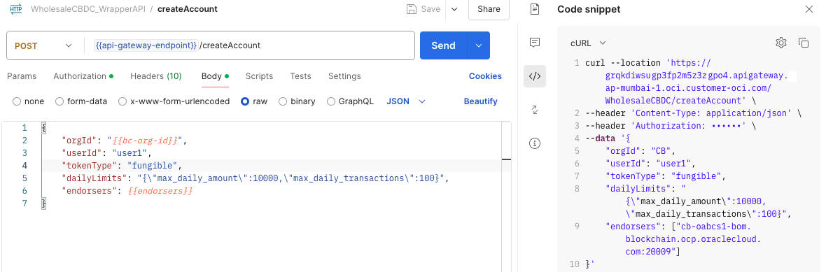 Image shows Postman running an API from the collection using the generated gateway API. Image shows Postman running an API from the collection using the generated gateway API.