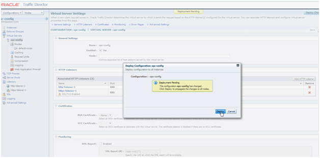 Screenshot shows deployment of configuration changes Screenshot shows deployment of configuration changes