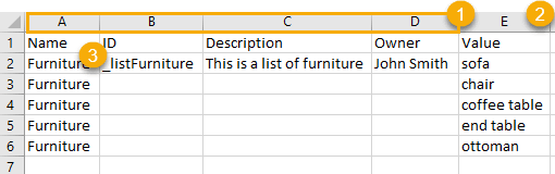 Custom List CSV example.