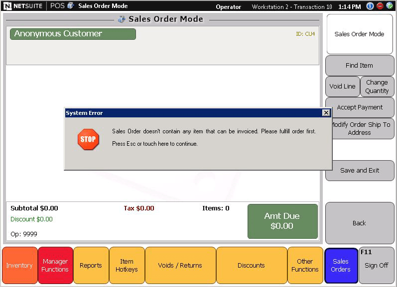 Journal with error message 'Sales Order doesn't contain any items that can be invoiced.'