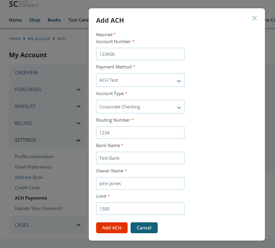 Add ACH Page