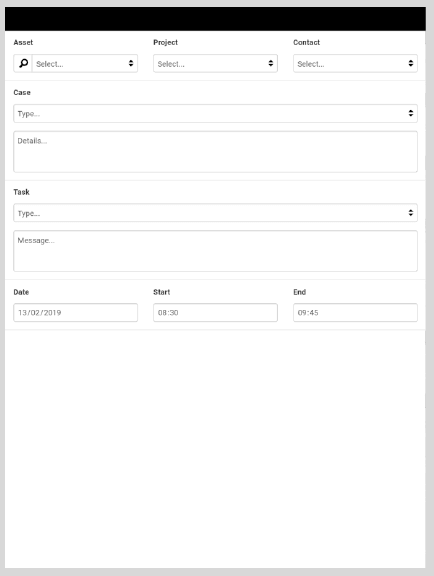 NextService Mobile add task screen.