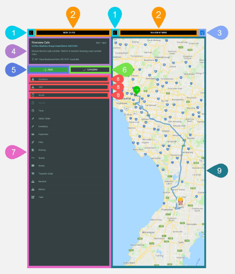 NextService Mobile selected task details screen for high resolution device.