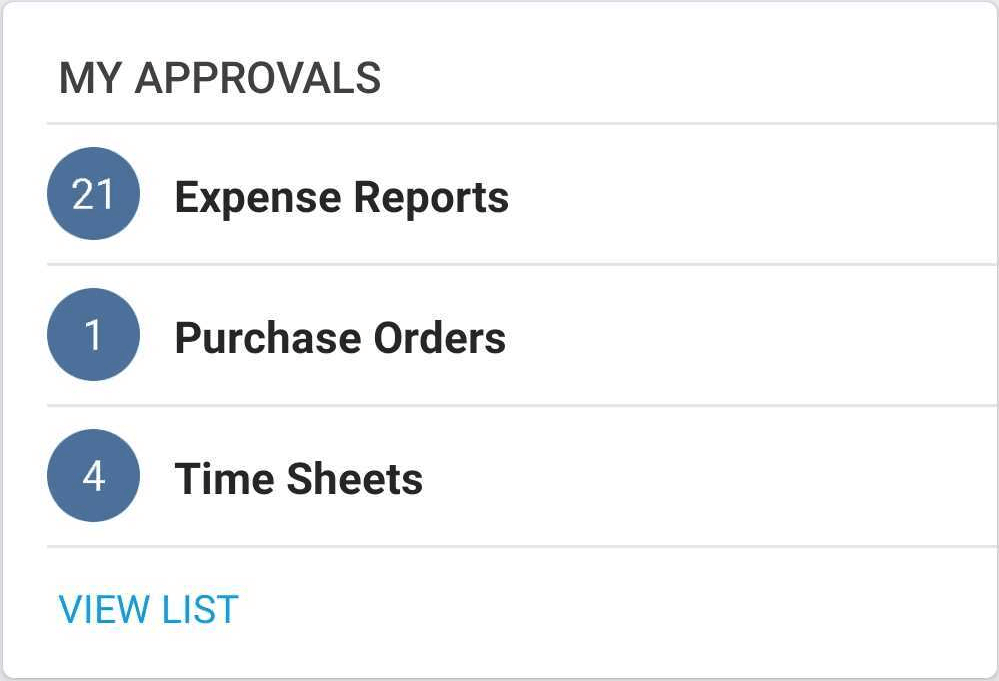 Screenshot of the NetSuite for Android My Approvals portlet